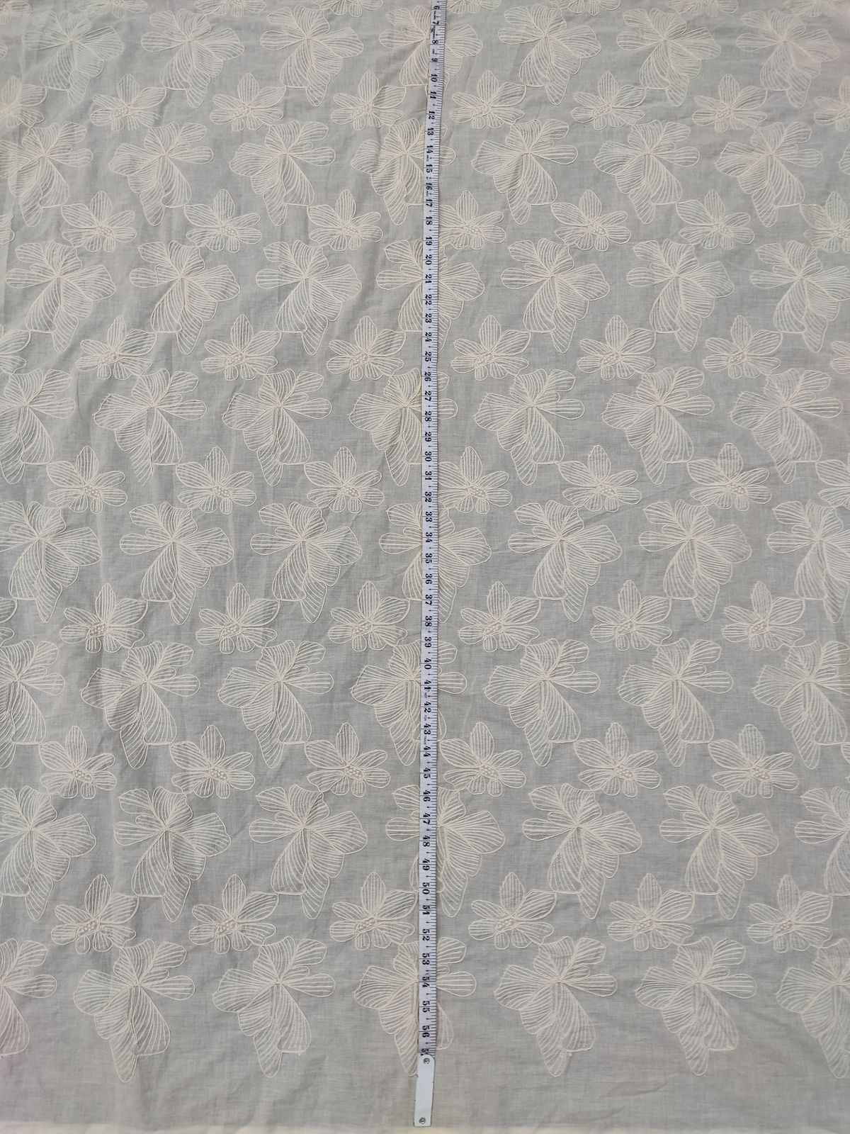 Greige Cotton Cambric Fabric with Floral Embroidery | Charu Creation - Image 4