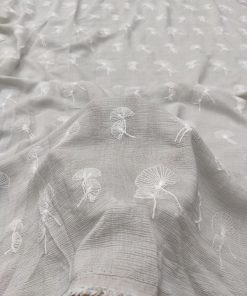 Grey Nylon Viscose with All-Over Fan Embroidery