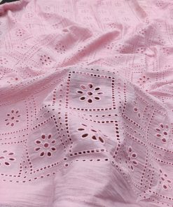Lilac Cotton Cambric Geometric Eyelet Fabric