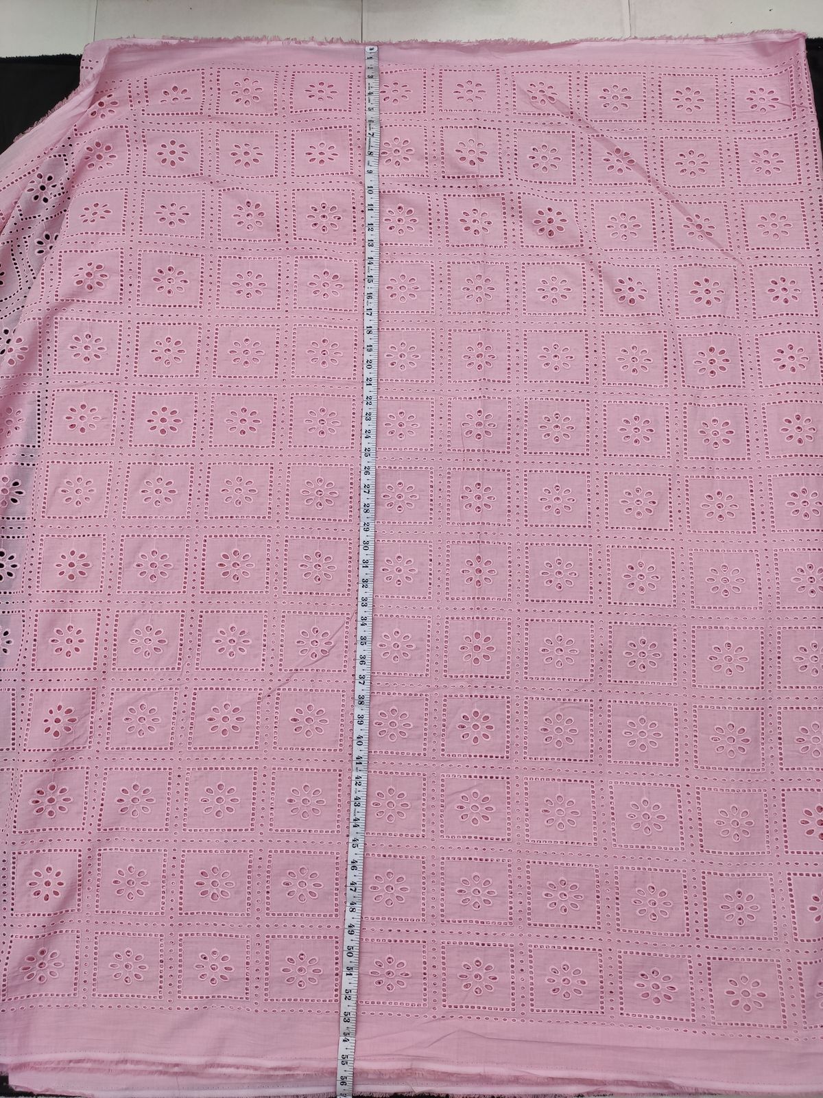 Lilac Cotton Cambric Geometric Eyelet Fabric